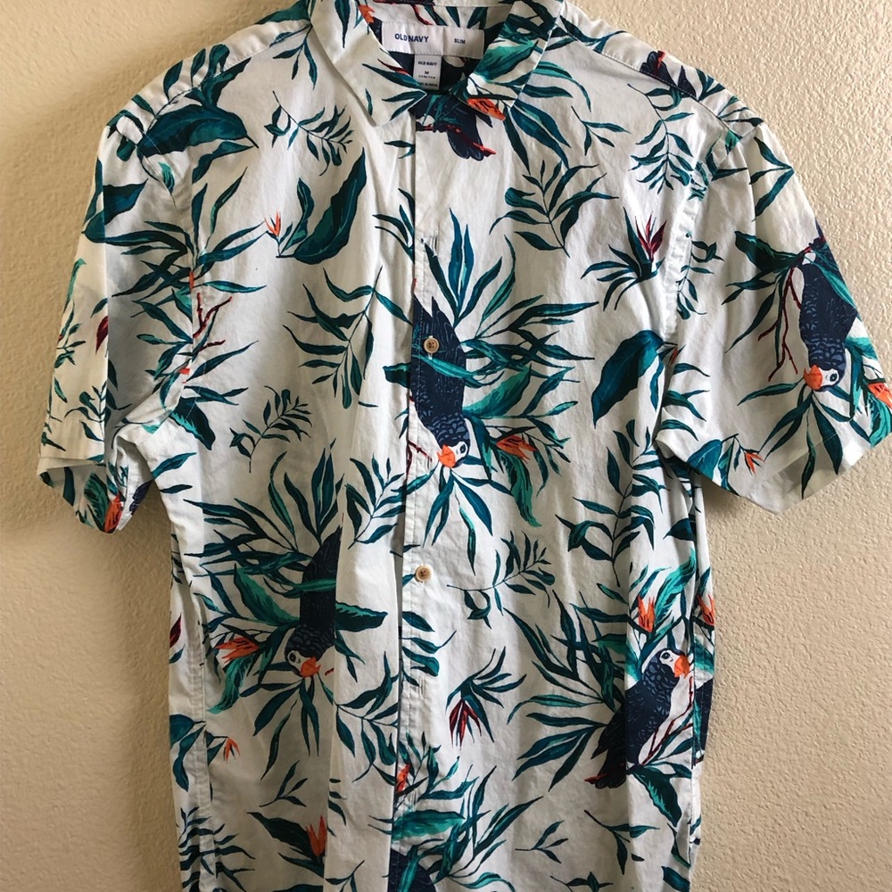Old Navy Men's Tropical Bird Print Shirt